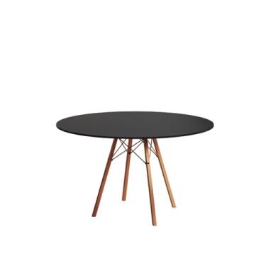 Imagem de Mesa de Jantar London Base de Ferro Modelo Tubular 4 Pés Tampo de Madeira 90cm Redondo