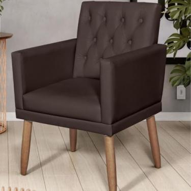 Imagem de Poltrona para Sala de espera Resistente confortável tecido Corino confortável pés de madeira reforçado MOBLAN decor (MARROM)