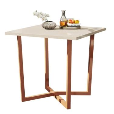 Imagem de Mesa De Jantar 80x80 4 Lugares Valence Industrial Pés Em Aço Apartamento Compacta Louça
