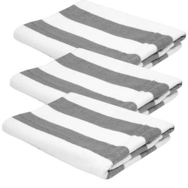 Imagem de Kit 3 Toalhas Banhão Piscina Teka Ibiza 86 X 160CM Cor:Cinza, Cinza