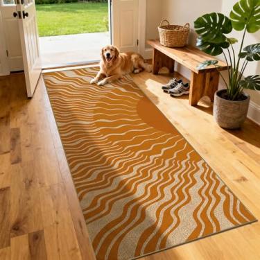 Imagem de Tapete lavável Sun Easy Jute Runner, 2x6 Moderno Boho Retro Outdoor Pátio Interior Casa de Fazenda, Tecido Leve Ultrafino Antiderrapante Tapete de Porta para Corredor Cozinha 1,8 m Entrada Varanda