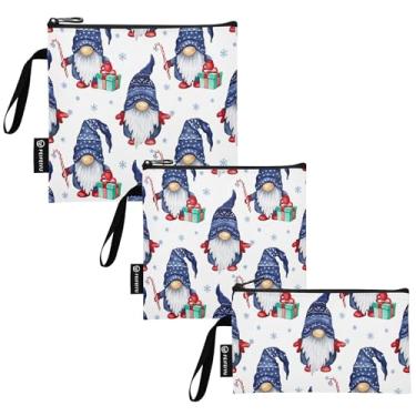 Imagem de TSENQUE Gnomos de Natal Branca Neve Reutilizável Lanche Saco Sanduíche com Zíper Segurança Alimentar Lancheira Lavável para Escola Escritório Viagens Trabalho (pacote com 3)