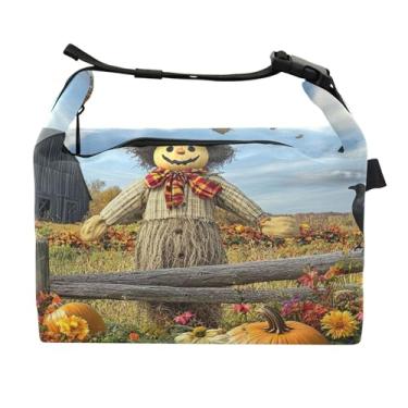 Imagem de TSENQUE Lancheira personalizada de outono peculiar espantalho para mulheres no trabalho lancheira térmica macia personalizada lancheira para trabalho