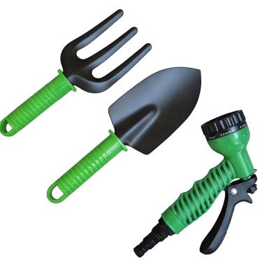 Imagem de kit Jardinagem 3 Peças Pa Garfo Esguicho De Mangueira