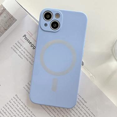 Imagem de Capa magnética de silicone líquido para iPhone 13 12 14 Pro Max XS X XR 7 8 Plus mini para capa de carregador sem fio, roxo claro, para iPhone 14 Pro