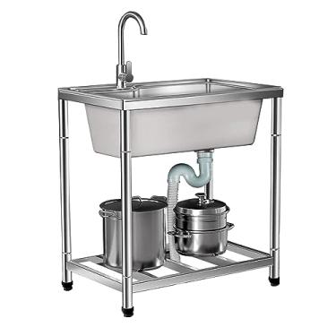 Imagem de Pia de restaurante comercial, pia externa grande de tigela única, pia de cozinha, pia de garagem industrial, pia de lavanderia independente, para lavanderia de cozinha de restaurante (68 x 44 x 78 cm)