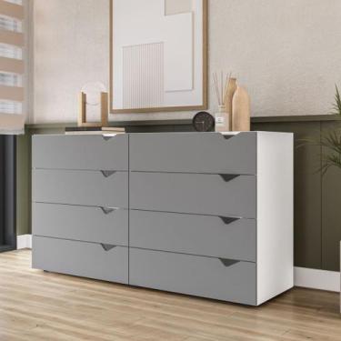 Imagem de Cômoda 8 Gavetas Branca e Cinza Porto Politorno
