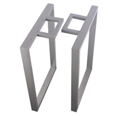 Imagem de Conjunto de 2 pernas de metal, pés de suporte de banco industrial, base de mesa de restaurante, para mesa de café, computador, mesa de escritório. (cinza 70 x 72,5 cm)