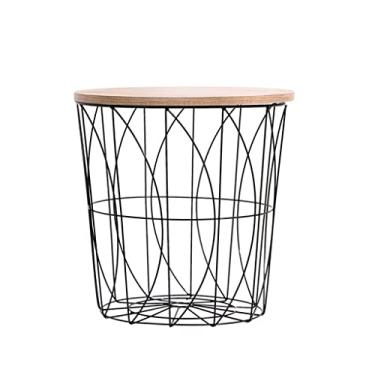 Imagem de Mesa lateral de ferro pequena mesa de centro mesa de centro sala de estar sofá mesa lateral pequena mesa redonda (cor: D, tamanho: 39 * 38,5 * 40 cm) (D 39 * 38,5 * 40 cm)