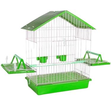 Imagem de Gaiola Teto Plástico Aberta Poleiro Para Calopsita Pássaros Aves Mansas(Verde)
