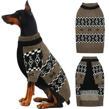 Imagem de IECOii Suéter de cachorro XXL para meninos grandes, suéter Pitbull para cães meninos com manga, suéter masculino quente de tricô de outono gola média, suéteres de inverno aconchegantes e elásticos