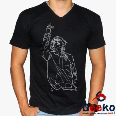 Imagem de Camiseta BTS 100% Algodão BTS Kim Taehyung K-pop Geeko, Preto gola v, 