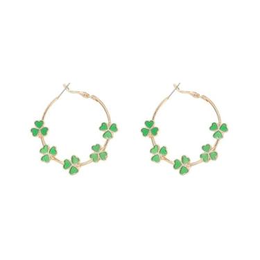 Imagem de 3 pares de brincos de trevo da sorte verde do dia de São Patrício, 1, Resina, Sem pedra preciosa