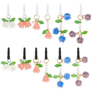 Imagem de OLYCRAFT 12 peças, 6 estilos, porta de fone de ouvido, plugue antipoeira, charmoso, lírio do vale, plugue antipoeira, plugue para fone de ouvido com pingente de flor para smartphone de 3,5 mm,