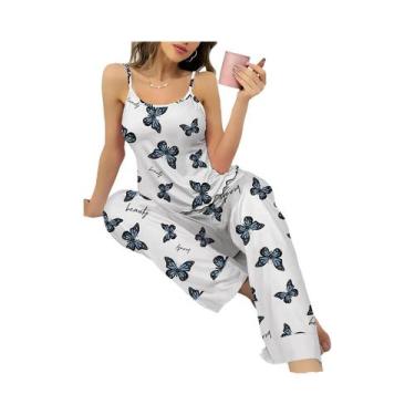 Imagem de Conjunto De Pijama Feminino Com Estampa De Borboleta Azul Para Quatro 