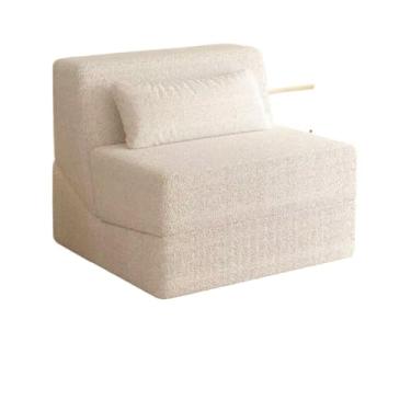 Imagem de Travesseiro Sofá preguiçoso de tatami comprimido, sofá individual dobrável de tecido: poltrona reclinável para sala de estar/quarto com espaço pequeno(White)