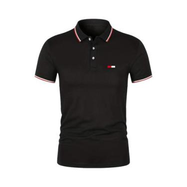 Imagem de Camisa Polo Masculina plus Size De Algodão, Casual De Verão, Estampa D