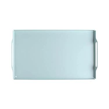 Imagem de Bandeja de servir e travessa, bandeja retangular de ferro forjado com alça, bandeja de lanche, bandeja de café da manhã, elegante decoração de fazenda bandeja de servir palete (C, pequena)