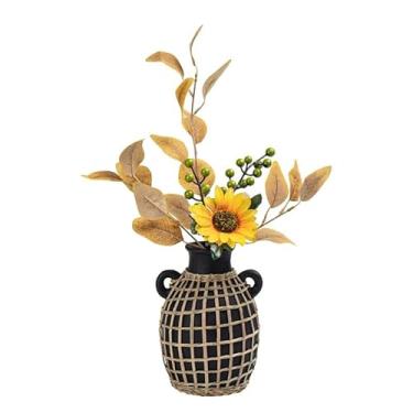 Imagem de Vaso de cerâmica estilo chinês, flores secas, decoração de sala de estar, vasos de flores