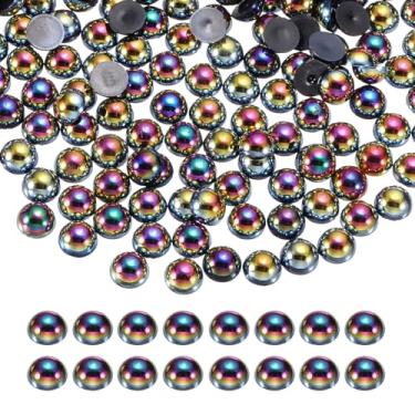 Imagem de Generic 1000 peças de meia pérola para artesanato, 6 mm de plástico metade flatback imitação de pérolas cabochão contas soltas strass para artesanato DIY roupas copo sapatos enfeite unha (preto AB)