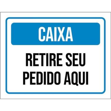 Imagem de Kit 3 Placas Caixa Retire Seu Pedido Aqui Azul