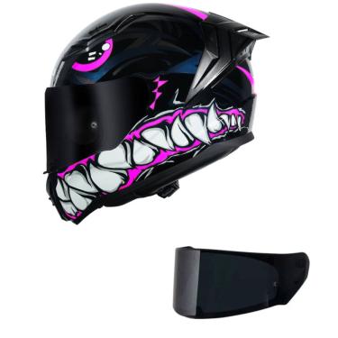 Imagem de Capacete LS2 FF810 Vigo Sarbul Preto e Rosa Mais Viseira Fumê