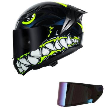 Imagem de Capacete LS2 FF810 Vigo Sarbul Preto Azul e Amarelo Mais Viseira Camaleão