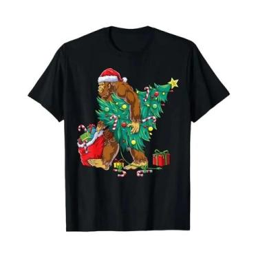 Imagem de Camiseta Feminina De Verão Estilo Papai Noel Gola Redonda Manga Curta 