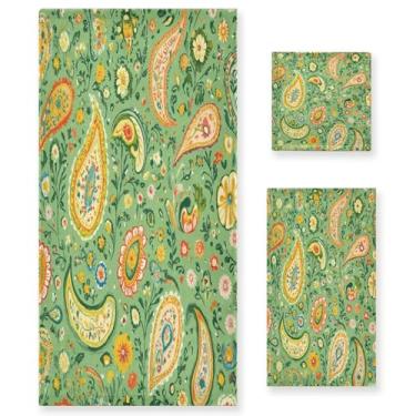 Imagem de xigua Paisley Conjunto de toalhas de banheiro com elementos florais absorventes macios 3 peças toalha de banho toalha de mão toalhas decorativas para banheiro, academia, hotel, praia, piscina