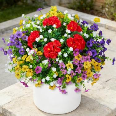 Imagem de Hrobek Flores artificiais falsas de seda para atividades ao ar livre com resistência a raios UV realistas, plantas falsas para ambientes externos, pátio, jardim, quintal, frente, poch, decoração
