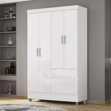 Imagem de Guarda Roupa Solteiro 4 Portas 2 Gavetas Exemplar Plus - Branco Camarim