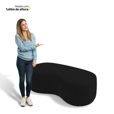 Imagem de Puff Decorativo Living Aisha Orgânico 02 Lugares Veludo Preto - Desk Design