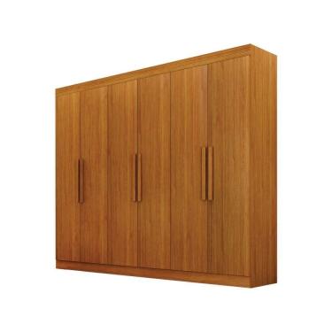 Imagem de Guarda Roupa Casal 6 Portas 4 Gavetas Canadá S- Espelho Com Pés - Leifer Móveis Cinamomo
