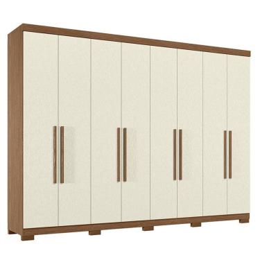 Imagem de Guarda Roupa Casal 8 Portas 4 Gavetas Master New Jatobá Areia Acetinado Com Pés - Santos Andirá