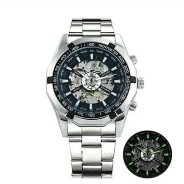 Imagem de Relógio Masculino Esportivo Automático Dourado - Winner, Prateado