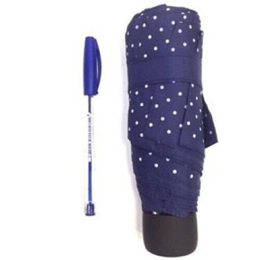 Imagem de Mini Guarda Chuvas Sombrinha Alumínio de Bolsa Azul Poa - Corban 
