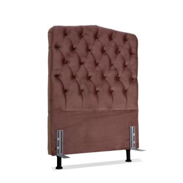Imagem de Cabeceira de Cama Box Solteiro 88 cm Dunas Larhome Suede Veludo Rosê.