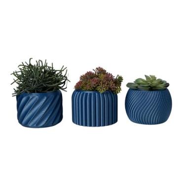 Imagem de Trio Cachepot P - Adornos - Galanta, Azul Cobalto