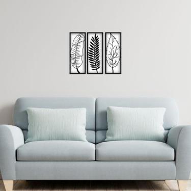 Imagem de Quadros alto relevo para sala 32x37cm decorativo folhas - Decoraset