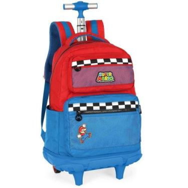 Imagem de Mochila de Rodinha e Costas Super Mario Premium Azul Luxcel