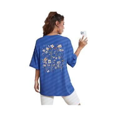 Imagem de Camisetas Femininas De Algodão Macio Com Estampa Floral, Casuais, Resp