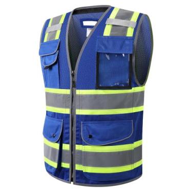 Imagem de Colete de segurança JKSafety Hi-Vis Blue Mesh para homens e mulheres, 
