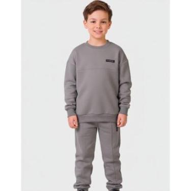 Imagem de Conjunto Moletom Quenitnho Com Calça Elegante Detalhada Inverno Frio - Menino 4 a 14 anos-Masculino