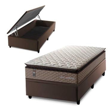 Imagem de Cama Box Baú Atlanta 96x203 Marrom Espuma D45 King House