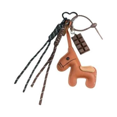 Imagem de Chaveiro De Couro Fofo Com Pingente De Pônei E Corda De Nylon Trançada