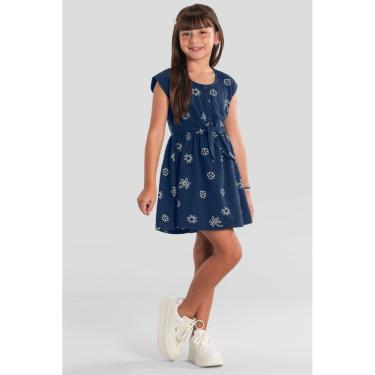 Imagem de Vestido infantil menina tropical texturizado Brandili -Azul