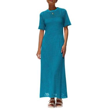 Imagem de Vestido PRETTYGARDEN 2025 Verão Maxi Vazado Azul XL