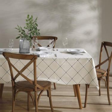 Imagem de Toalha de Mesa Dohler Athenas Ieda Bege Clean Limpa Fácil, 1,40 x 2,10