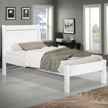 Imagem de Cama de Solteiro Barreto Siena com Cabeceira Integrada e Design Moderno em MDF Branco