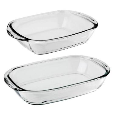Imagem de Conjunto de Assadeiras Retangulares Sempre Vidro Temperado com Alças para Forno